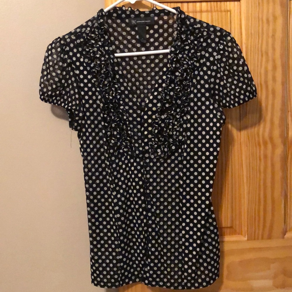 Black and white polka dot blouse